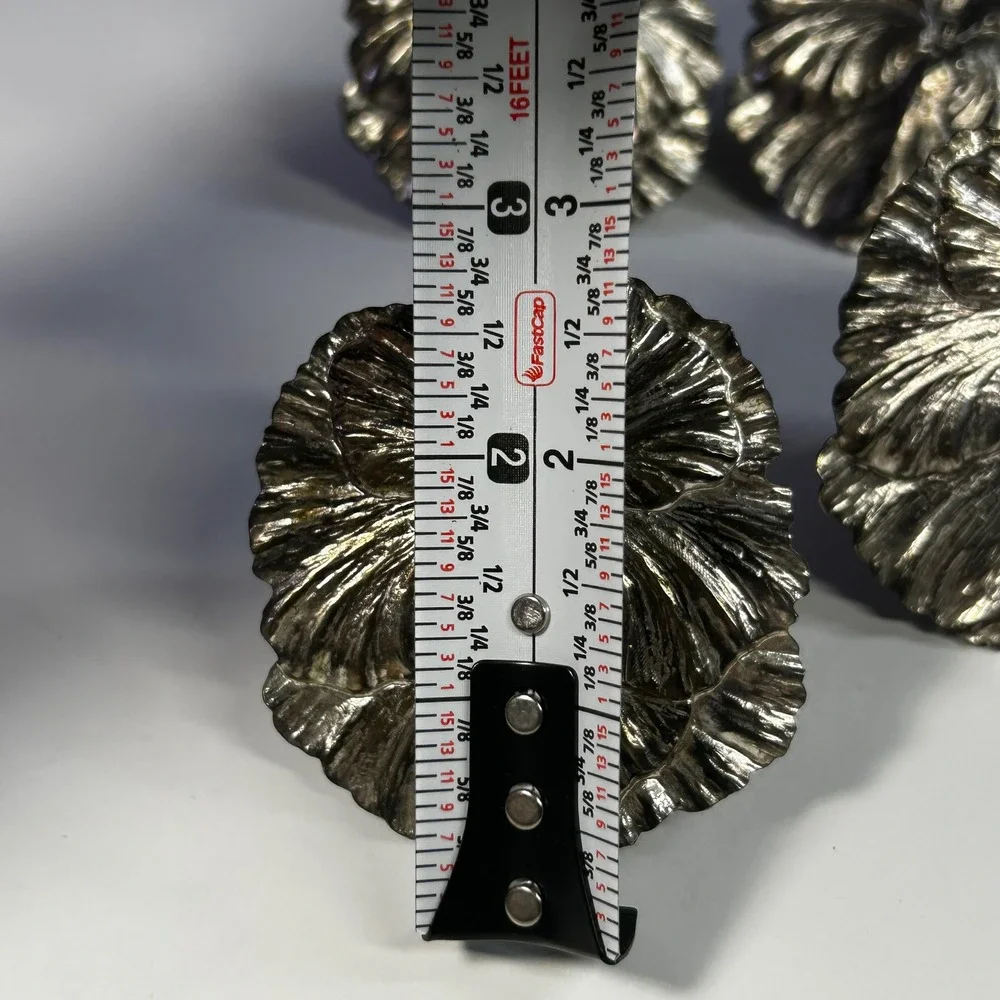 Vintage Silver Tone Pansy Flower Napkin Rings Set of 4 Botanical Floral Decor
